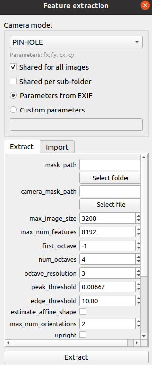Feature extraction settings