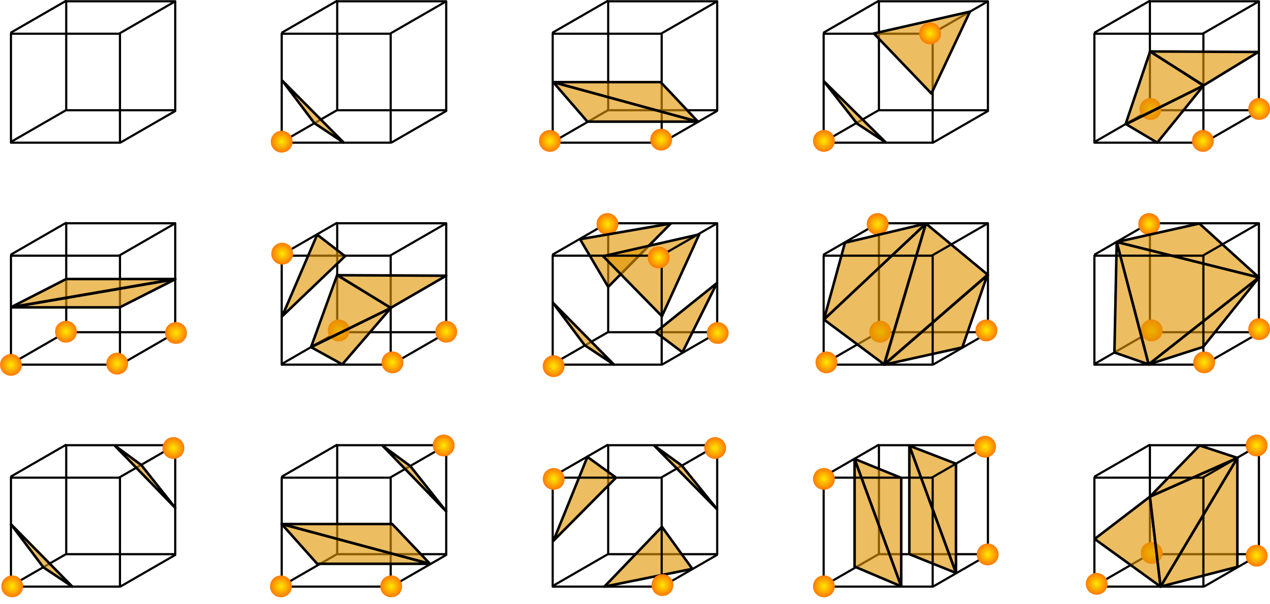 Marching cubes lookup table cases